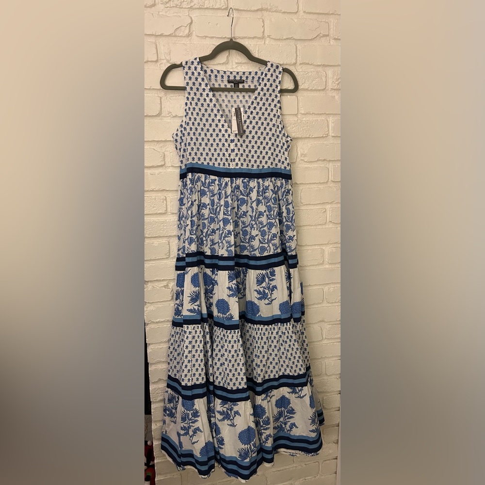 Chelsea & Theodore Blue/White Maxi Dress